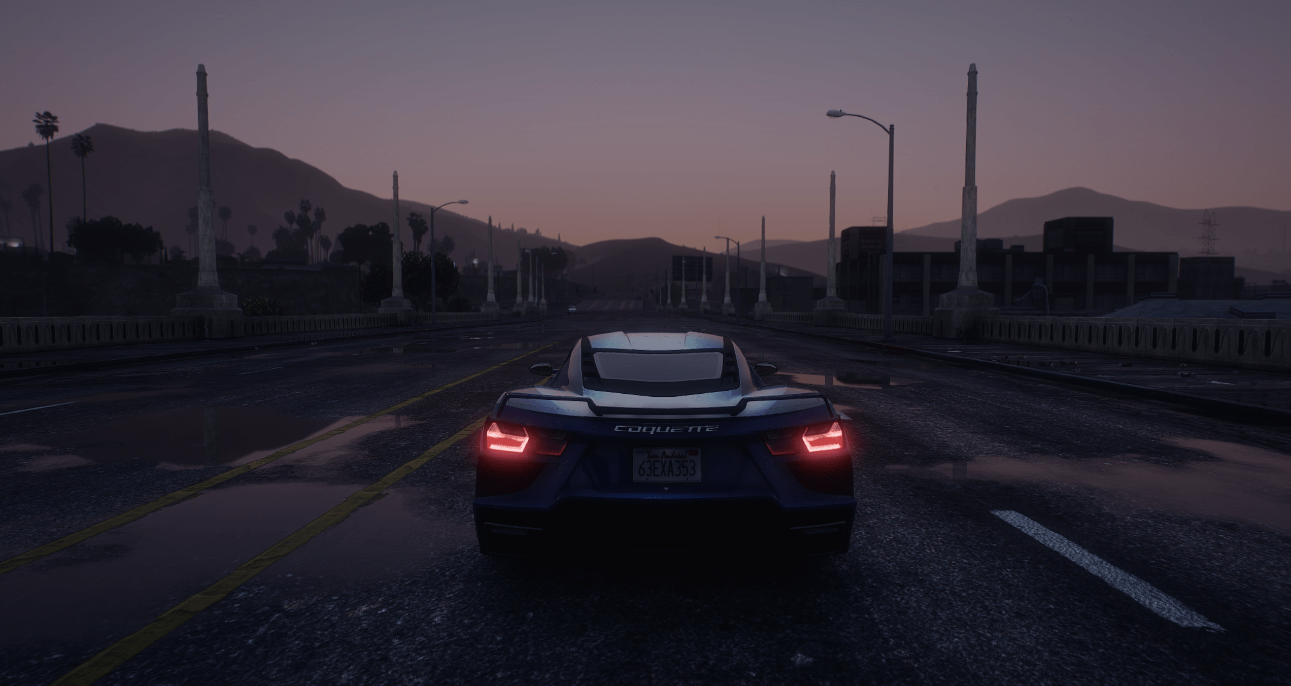 Los Santos at golden hour, graded with Aurora